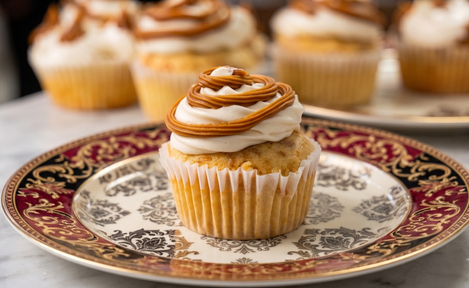 Lotus Biscoff cupcake — cookie crumble topped with caramel Biscoff icing